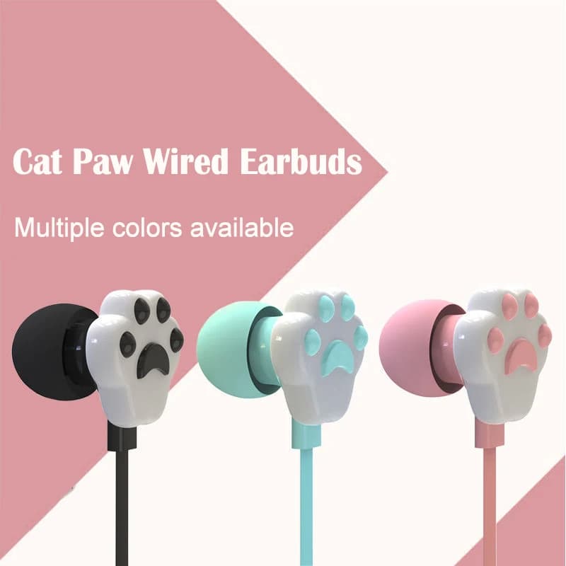 Cat Paw Earbuds Stereo 3.5mm In-Ear Headphones with Mic Earpiece Fashion Sports Wired Headset for Smartphone MP3 iPad PC Music - 3