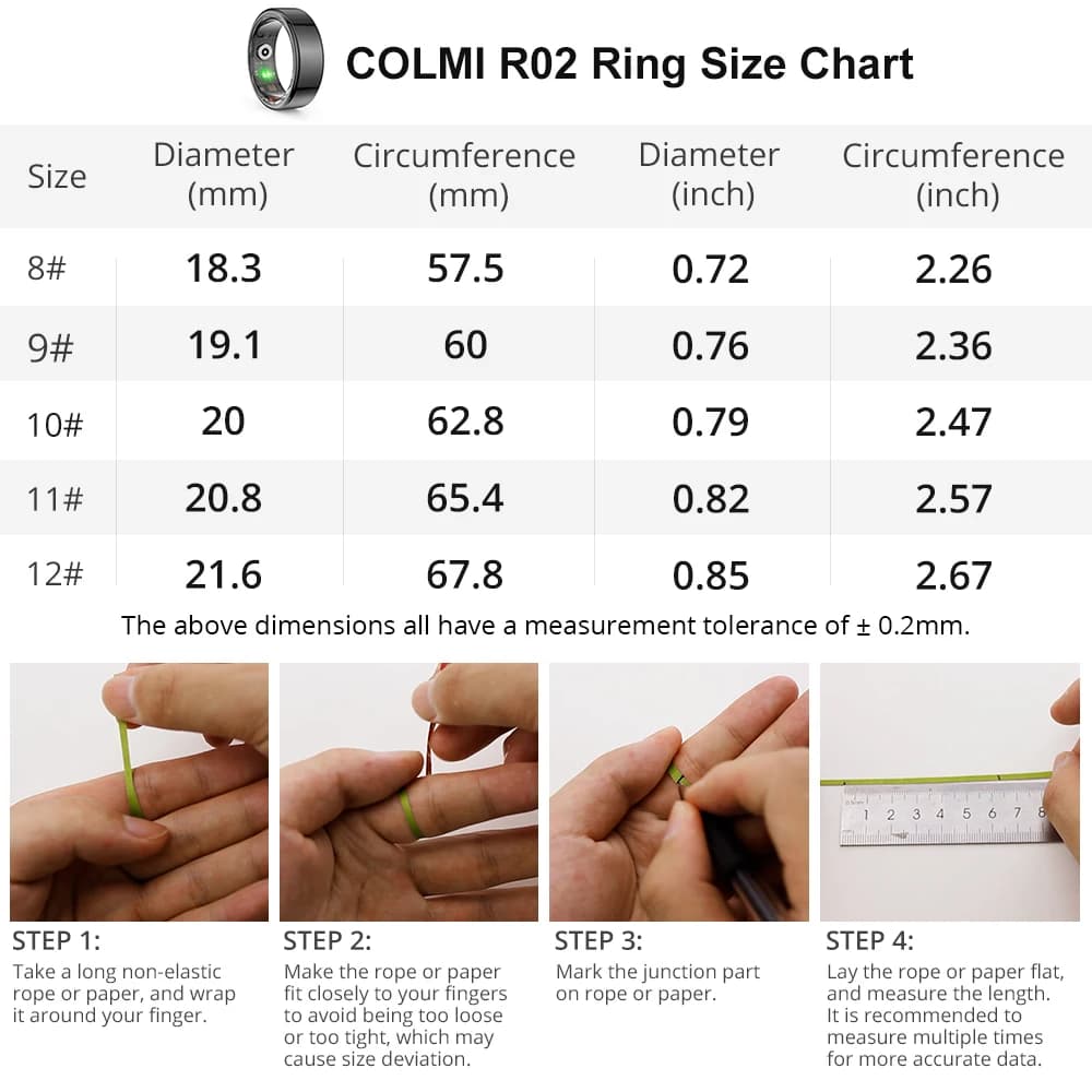 [2024 ] COLMI R02 Smart Ring Military Grade Titanium Steel Shell Health Monitoring IP68 & 5ATM Waterproof Multi-sport Modes - 5
