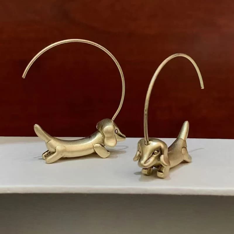 أقراط على شكل كلب داشهند للنساء، تصميم فاخر ومميز، مجوهرات شخصية، هدايا حفلات بالجملة - 5