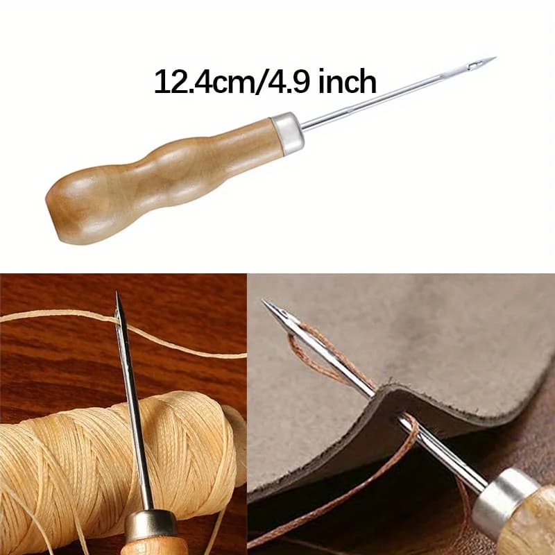 Leather Sewing Tools Kit With Waxed Thread And Needles Awl Professional DIY Leather Handmade Craft Accessories Tools Set - 6