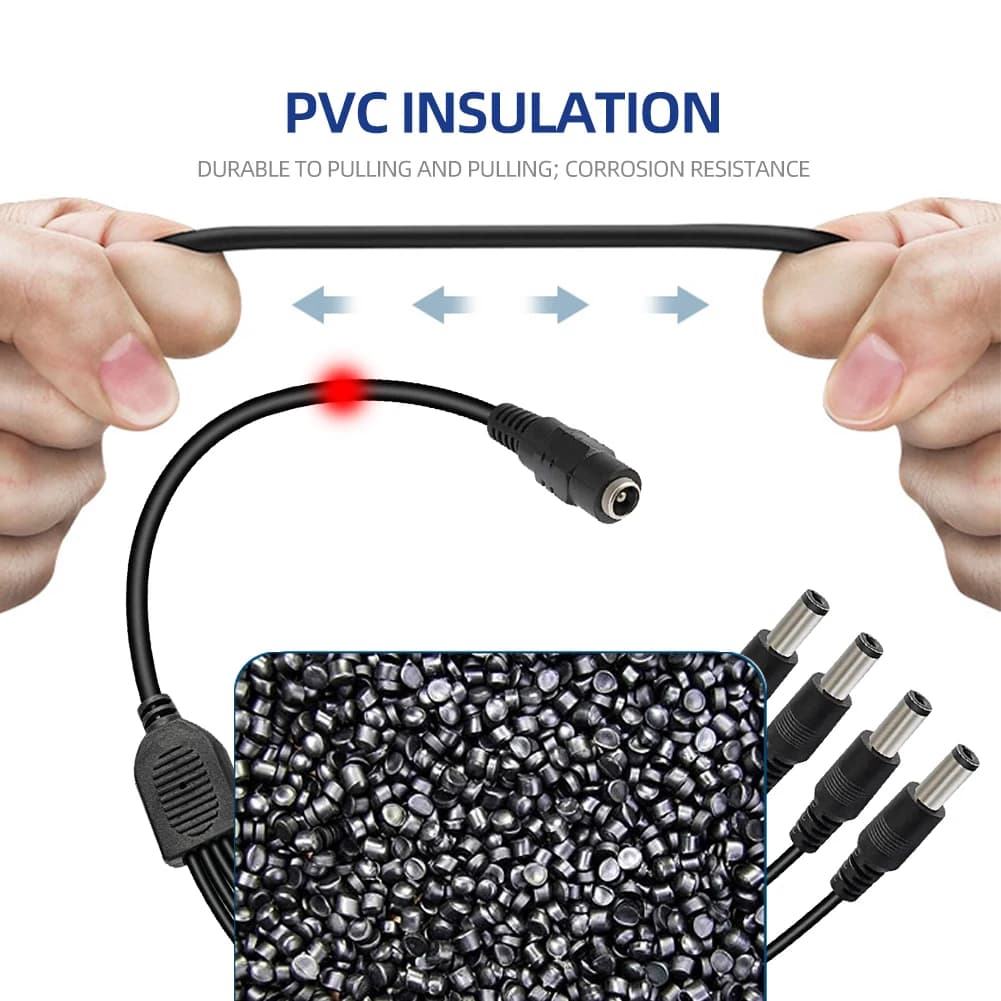 كابل موزع الطاقة لمصابيح الشريط LED ، سلك موصل الطاقة ، كاميرا CCTV ، من من 1 إلى 2 ، 4 طرق ، DC ، 5 فولت ، 12 فولت - 3