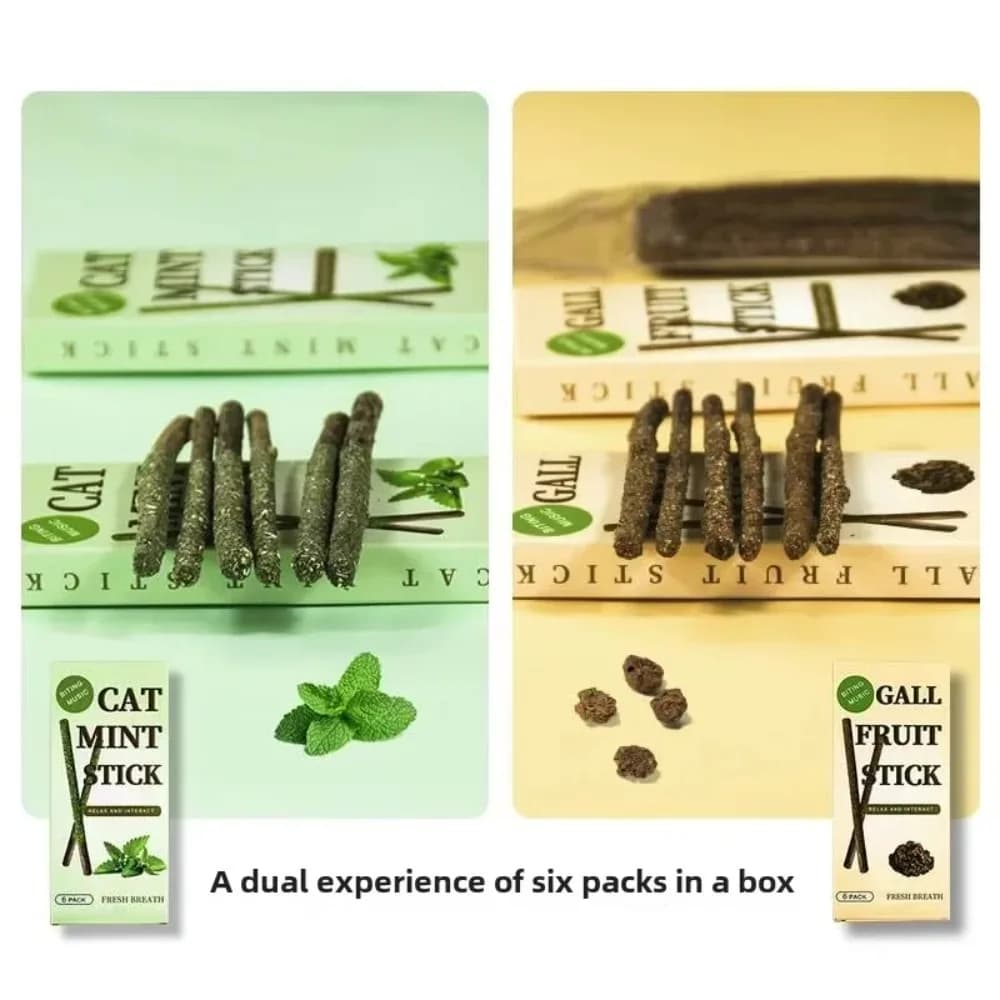 6 قطعة عصا القط Matatabi الطبيعية النعناع اشتعلت لدغة قضبان سيلفرفين لتنظيف أسنان القطط علاج مستلزمات الحيوانات الأليفة ألعاب القطط - 2