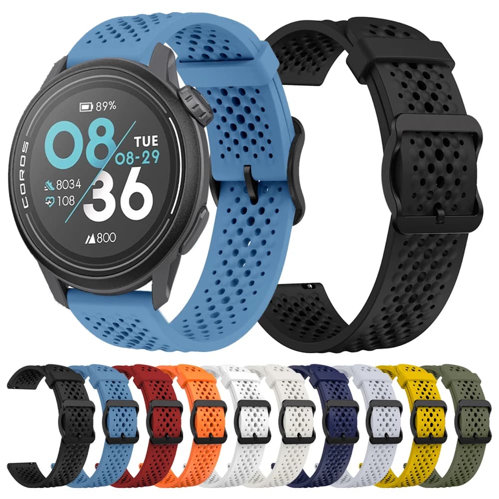 سوار رياضي قابل للتنفس بعرض 22 ملم لساعة COROS Pace 3، حزام سيليكون لساعة COROS APEX 2 Pro Apex 46 ملم، حزام ساعة ذكية