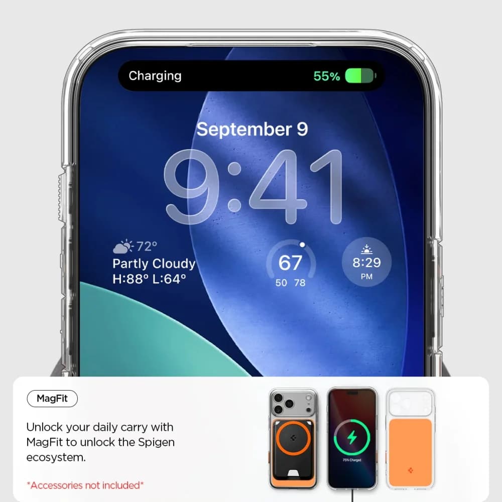 غطاء Spigen MagFit المغناطيسي لهواتف iPhone 17 و18 Pro Max و17Pro - تصميم هجين، ظهر شفاف، مقاوم للصدمات - 6