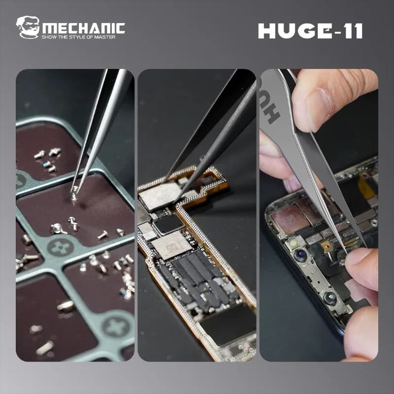 MECHNAIC HUGE-11 High-Hardness Wide Body Tweezers Corrosion-Resistant for Mobile Phone Repair PCB Chip Screws Clamping Tools - 6