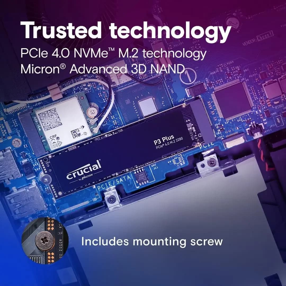 قرص صلب داخلي Crucial P3 Plus SSD بسعة 1 تيرا بايت و2 تيرا بايت PCIe Gen4 NVMe M.2 (حزمة OEM) وCrucial NVME 2280 P310 1TB SSD وCrucial T500 - 4