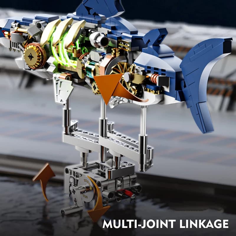 الإبداعية الجذعية التعليمية الميكانيكية القرش المحيط الحيوان لعبة كهربائية اللبنات نموذج مجموعة MOC نمط تجميع الطوب للطفل - 6