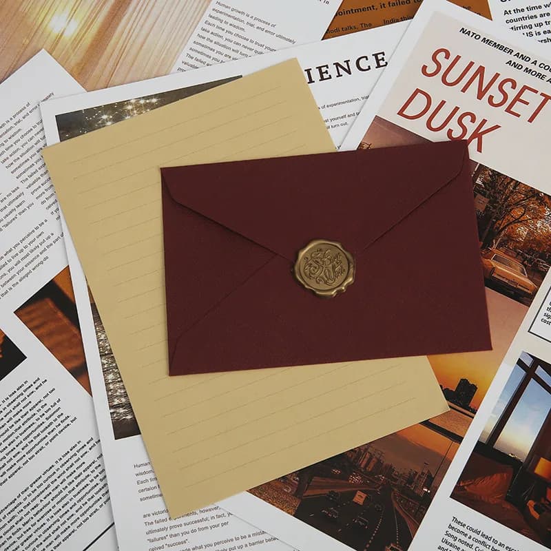 10pcs Linen-Textured Envelope Set with Wax Seal - Retro Western Specialty Paper for Love Letters Invitations Linen Envelopes - 3