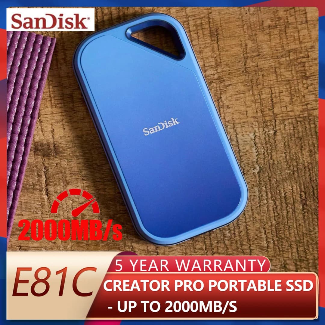 محرك أقراص سانديسك E81C Creator pro محمول SSD 1 تيرابايت 2 تيرابايت 4 تيرابايت - حتى 2000 ميجابايت/ثانية USB-C USB 3.2 Gen 2x2 للابتوب والكمبيوتر