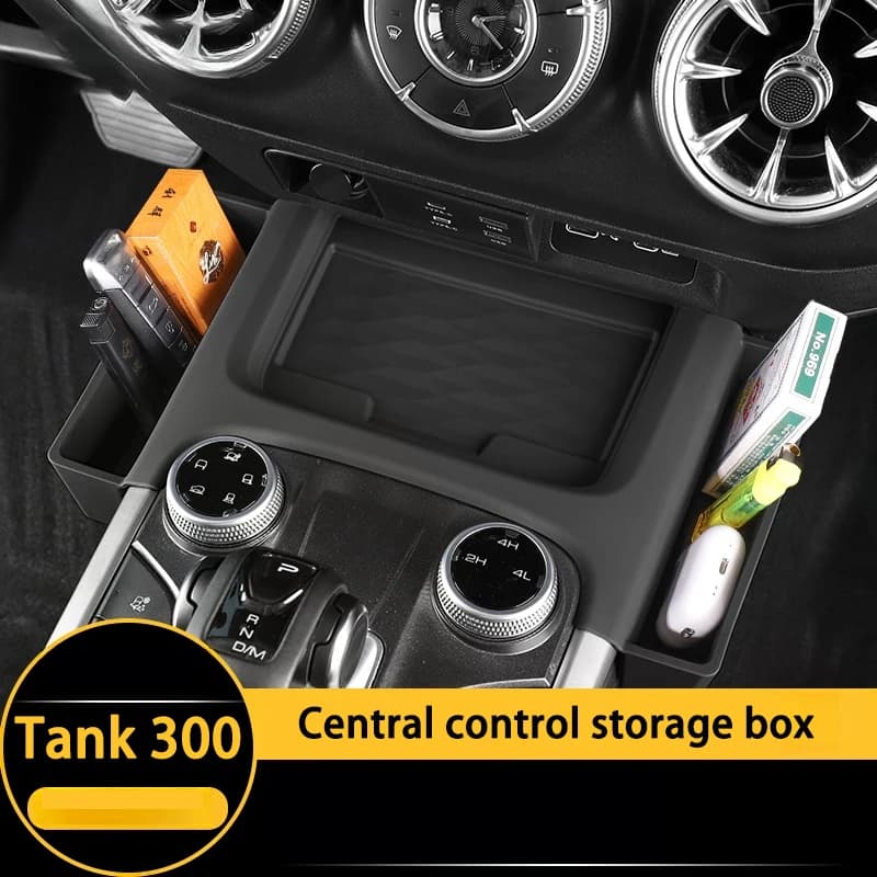 لسيارة Great Wall TANK 300 هايبرد وحدة تحكم مركزية شحن لاسلكي وسادة سيليكون صندوق تخزين إكسسوارات داخلية معدلة