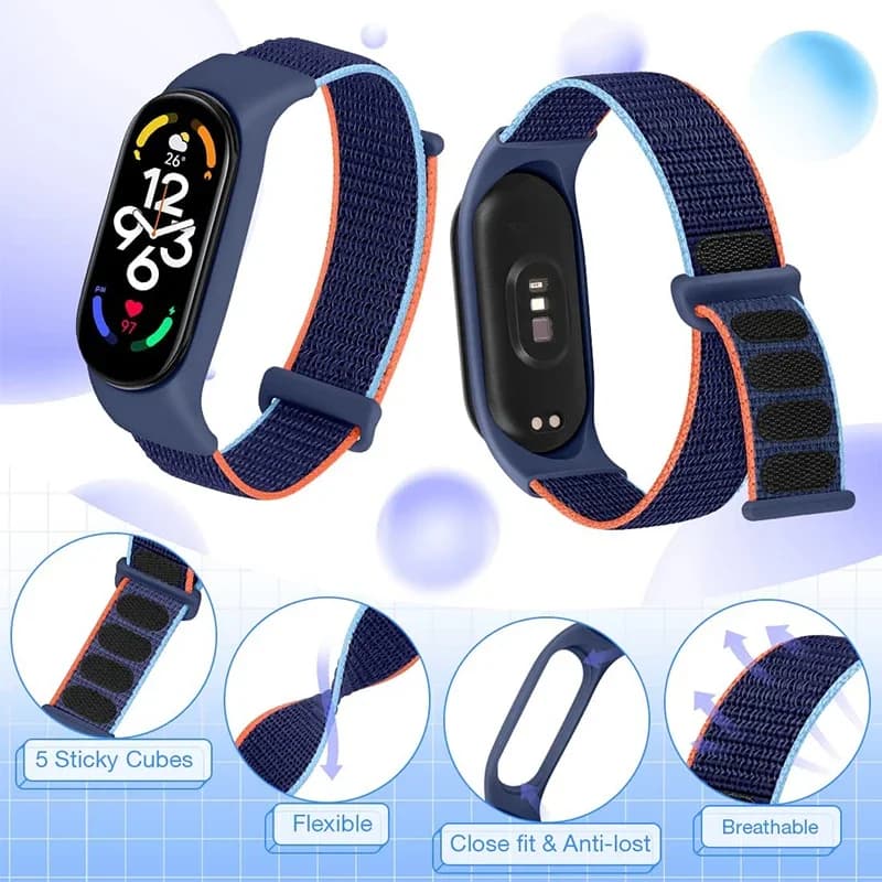 Nylon Loop Strap For xiaomi mi band 7 6 5 4 Bracelet watchband pulsera correa Wristband Sport Miband 7 6 5 4 3 nfc Watch Strap - 3