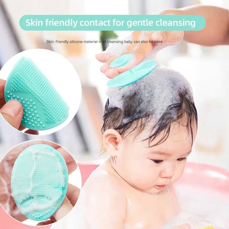 Silicone Face Wash Brush Clean Pores Baby Shampoo Brush Baby Bath Brush Soft Hair Round Shampoo Comb Home Use - 2