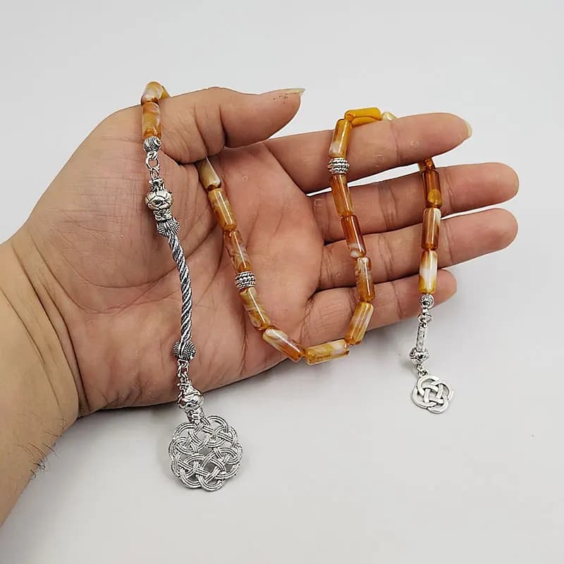 تسبيح راتنج أصفر تركي موضة سوار إكسسوارات إسلامية سبحة صلاة هدية عيد مصباح - 5