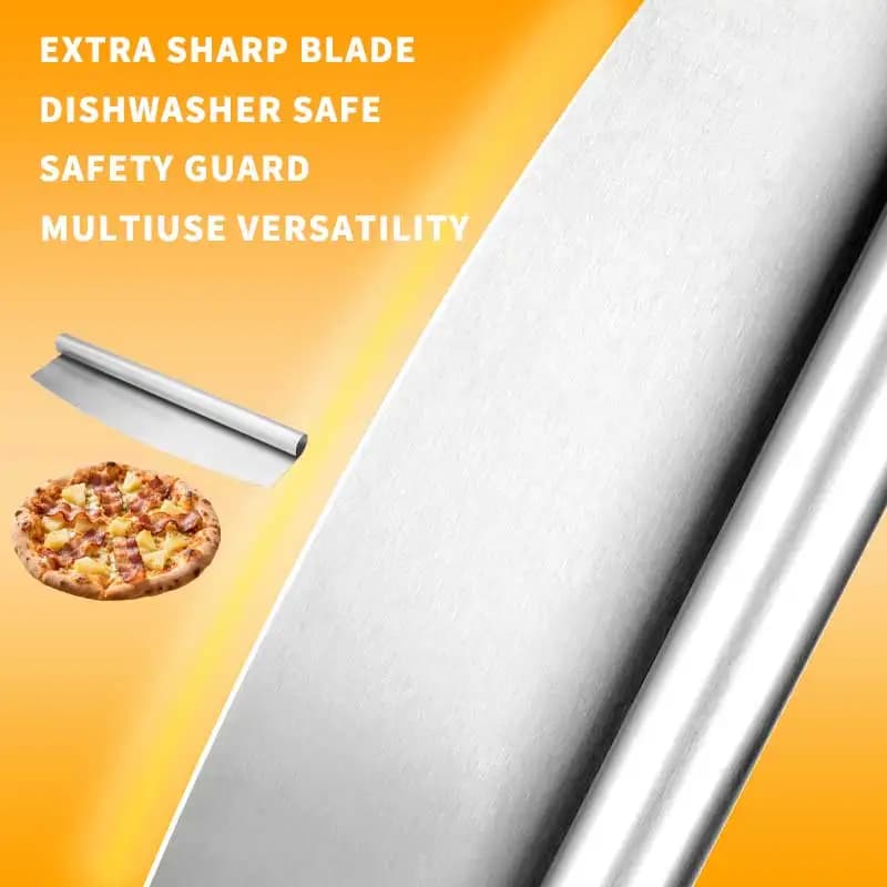 قاطع بيتزا فاخر - شفرة حادة من الفولاذ المقاوم للصدأ ومقبض مريح. آمن لغسالة الصحون للحصول على شرائح مثالية في كل مرة! - 3