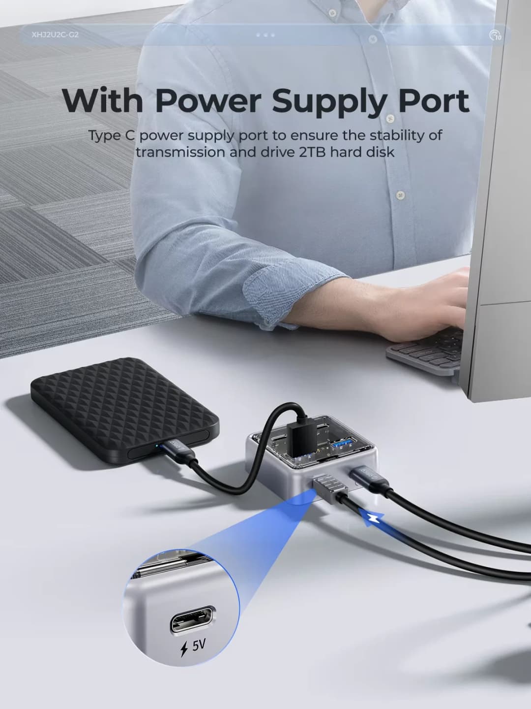 موزع ORICO USB3.2 من المعدن بسرعة 10 جيجابت/ثانية مع منفذين USB A ومنفذين USB C لجميع أجهزة ماك بوك وماك ميني - 3