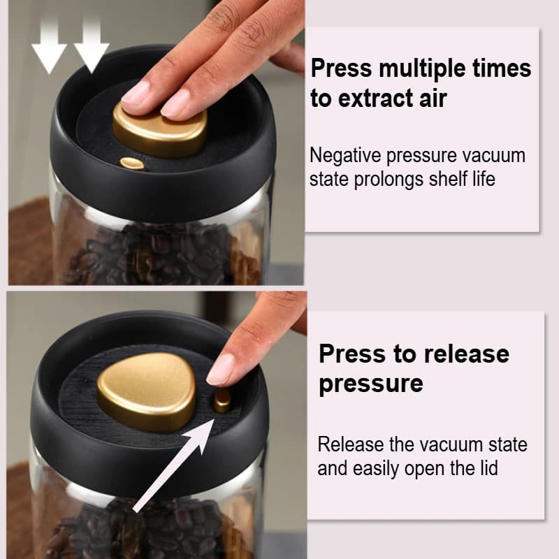 فراغ مختومة خزان حبوب البن تخزين زجاجة شفافة تخزين المواد الغذائية جرة الرطوبة واقية استخراج الهواء حاوية محكمة الغلق - 3