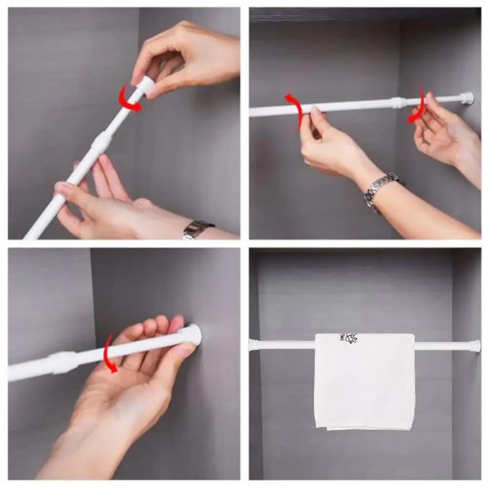 18-110cm Multifunctional Spring Loaded Extendable Rod Adjustable Curtain Telescopic Pole Household Hanging Rods Bathroom Product - 6