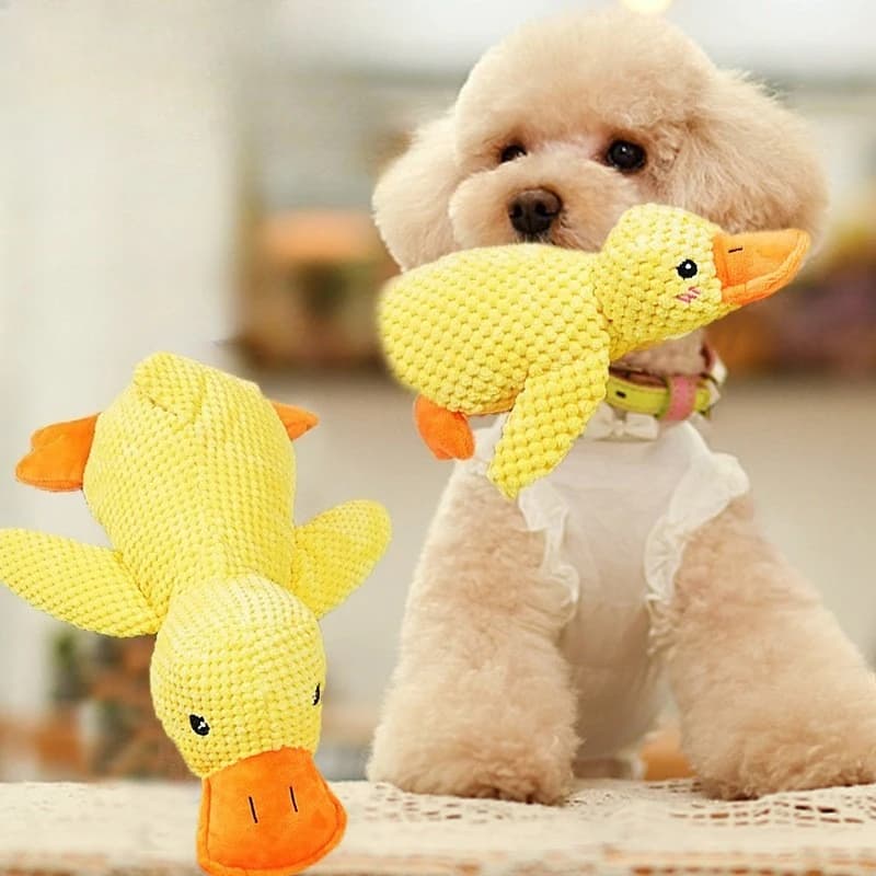 Plush Companion Sleeping Duck Dog Toys for Small Large Dogs Bite Resistant Teeth Grinding Sound Relief Duck Sound Toy - 3