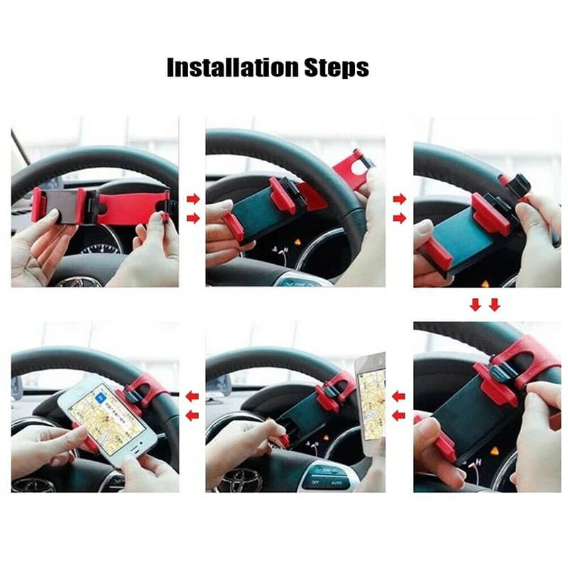 Car Steering Wheel Phone Holder Universal Cell phone Stand  Car Steering Wheel Bike Clip Mount Holder - 6