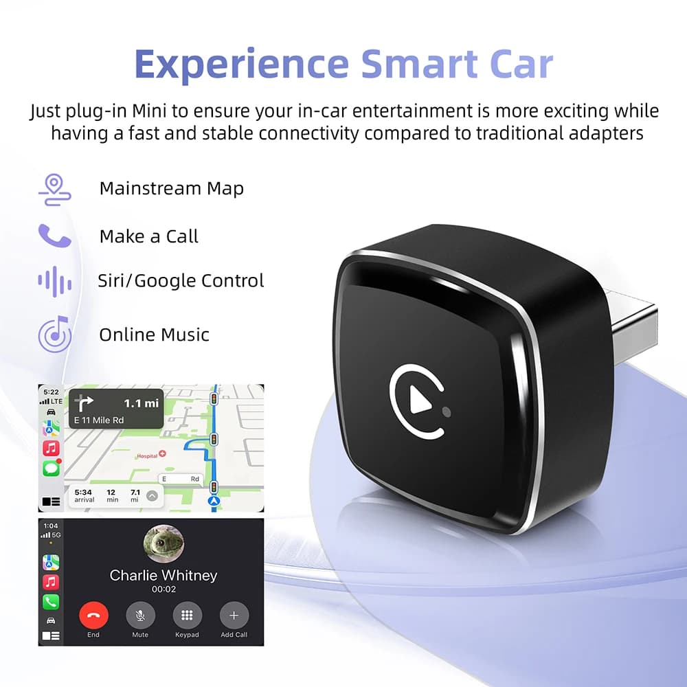 Mini Wireless 2 in1 Carplay Adapter for Android iPhone Auto Wired to Wireless AI Box USB Connection For Volvo MG Kia Chery Toyot - 3