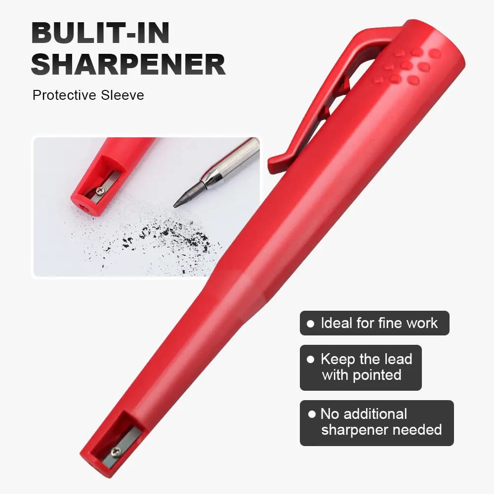 5Pcs/Set Solid Carpenter Pencil Set 2.8mm Deep Hole Mechanical Pencil Marker With Built in Sharpener For Woodworking Architect - 4