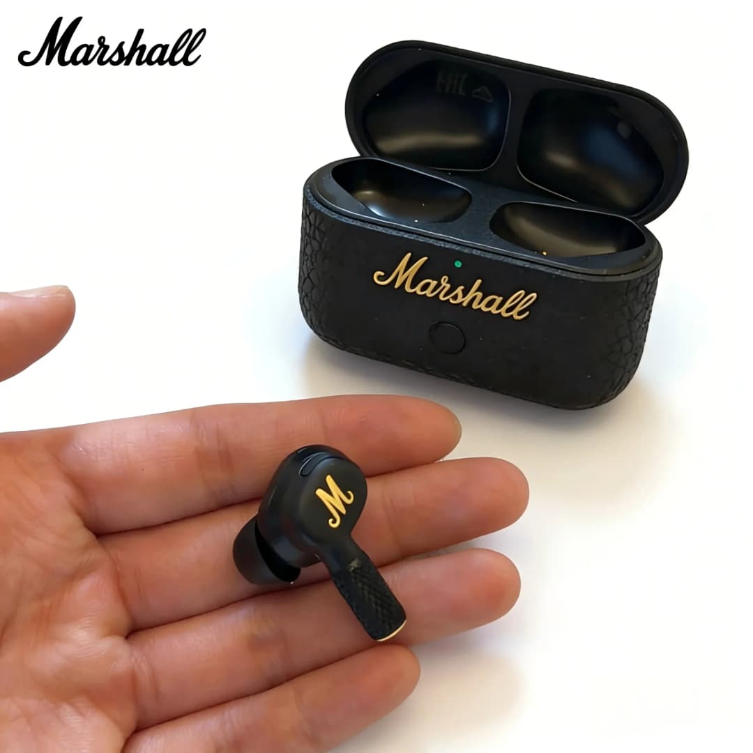 سماعات أذن Marshall MOTIF II 2 ANC لاسلكية بتقنية Bluetooth مع إلغاء الضوضاء النشط إصدار أسود وذهبي HK - 4