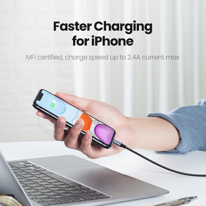 UGREEN MFi USB Lightning Cable Charger for iPhone 14 13 12 11 xs xr 8 7 6s Fast charging data For Apple ipad pro short 25cm long - 2