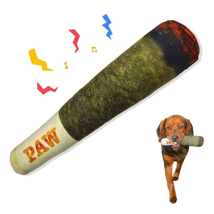 Funny Cigar Plush Squeaky Interactive Dog Toys Design Squeaky Pet Toys Grinding Teeth Creative Chew Toy for Small Medium Dog