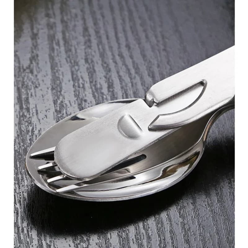 Stainless Steel Portable Outdoor Camping Multi-functional Combination Cutlery Knife and Fork Set Military Fan Fork and Spoon - 5