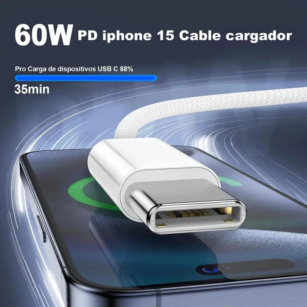 كابل شحن سريع USB-C بقوة 60 واط من النوع C إلى النوع C، سلك شحن سريع للهاتف، خط بيانات PD لأجهزة آيفون 16 و15 وسامسونج وشاومي وهواوي - 5