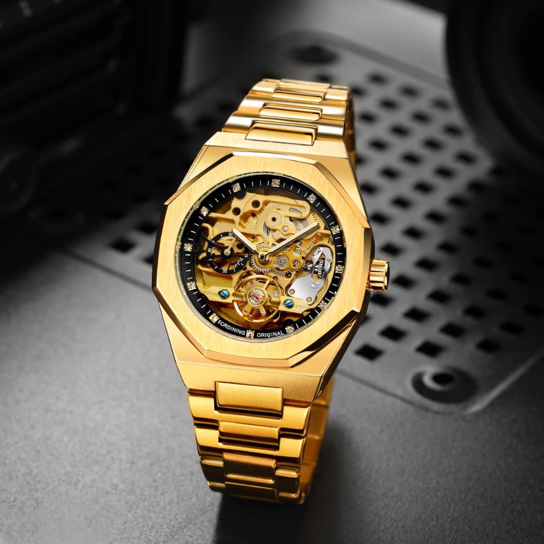 Forsining Casual Automatic Mechanical Watch for Men Luminous Hands Stainless Steel Strap Fashion Luxury Skeleton Mens Watches - 3