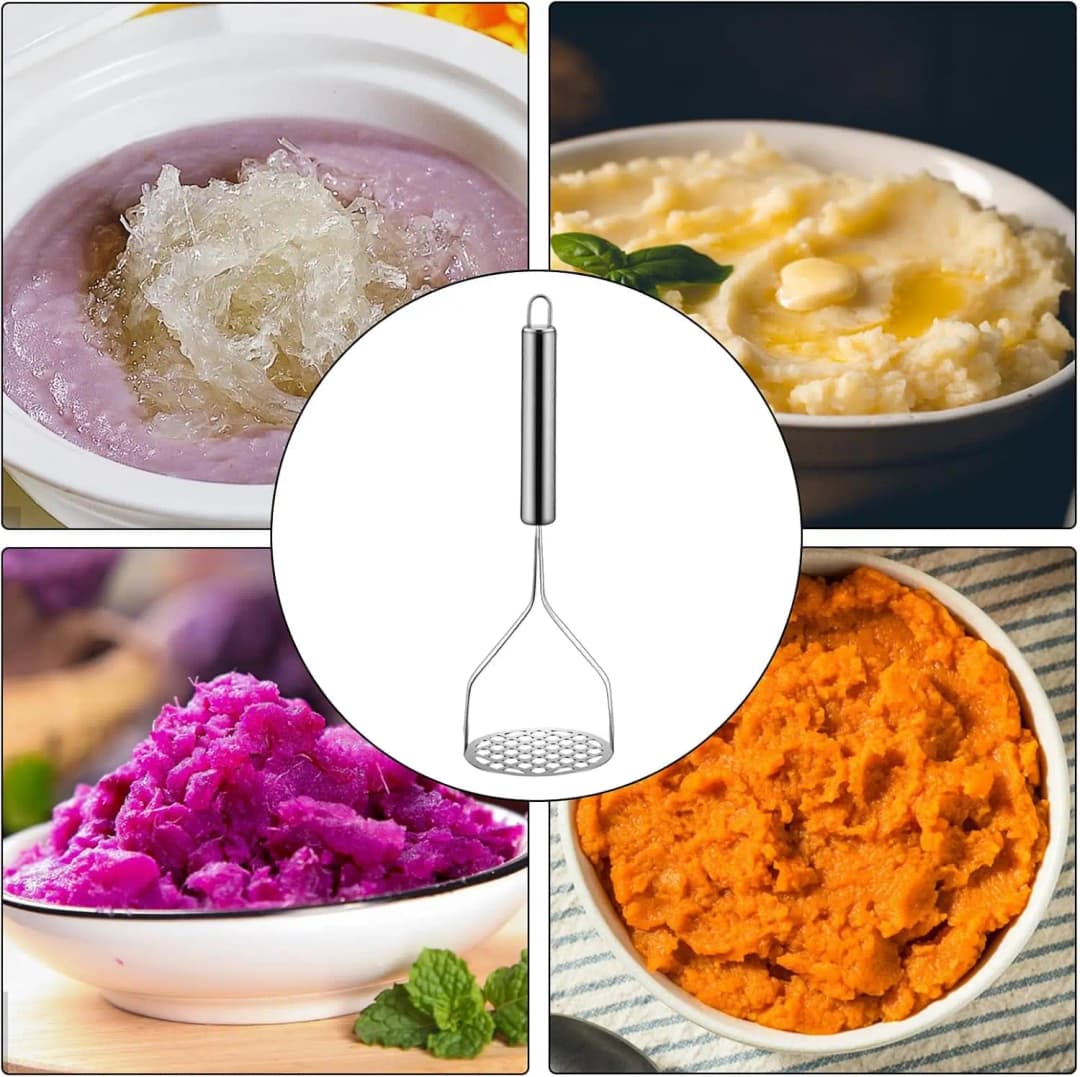 هراسة بطاطس يدوية من الفولاذ المقاوم للصدأ، هراسة أفوكادو ويقطين وبطاطا حلوة، أداة مطبخ إبداعية لهرس الخضروات - 5