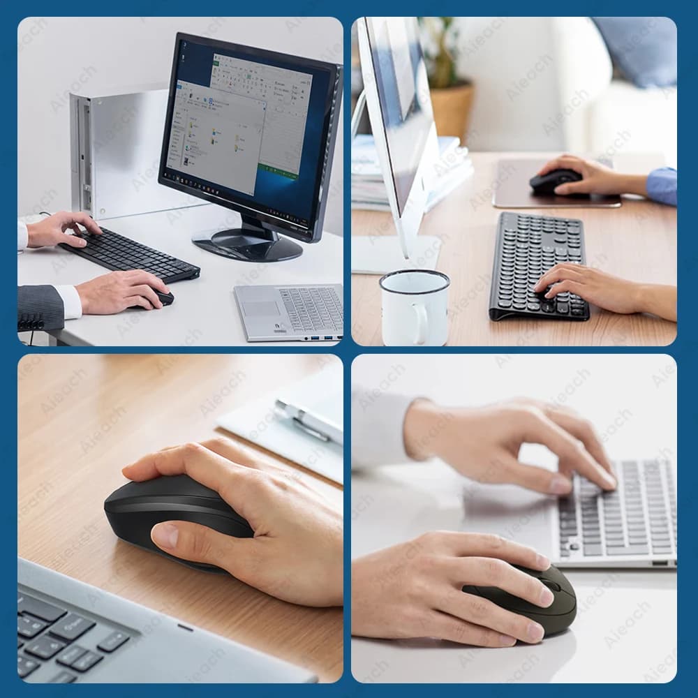 Portable Wireless Bluetooth Mouse Compact Ergonomic 2.4G USB Noiseless 1600DPI 500mAh Rechargeable for PC Tablet Laptop MacBook - 2