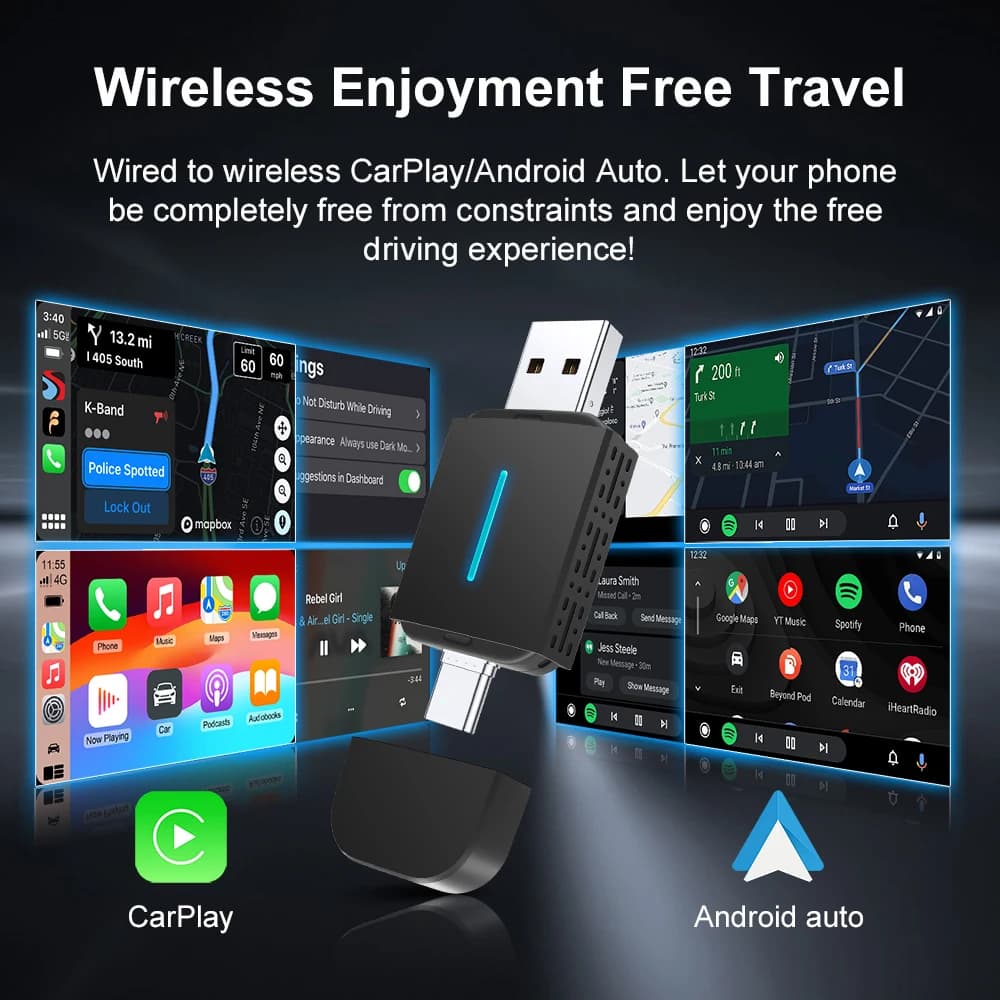 LEXXSON Wireless CarPlay Android Auto 2IN1 Wireless Adapter Smart Mini Box Plug And Play WiFi Fast Connect Universal Car Dongle - 3