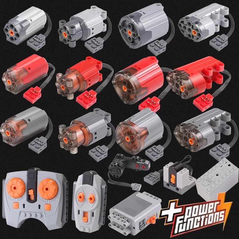Electric Motor Set the Car Remote Control Battery Box Switch with Led Light Power Function MOC Building Blocks Cars Motor Toys