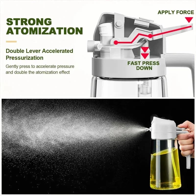 2 in 1 Pour Spray Sprayer Kitchen Fryer Air Spray Oil Dispenser Bottle for Olive Oil Cooking Frying BBQ Camping Large Capacity - 4