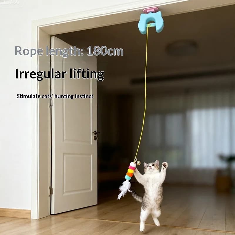 لعبة ريشة أرجوحة تلقائية للقطة لعبة ذكية معلقة على الباب مشاكس كهربائي للحيوانات الأليفة ترفيه ذاتي للقطط المنزلية - 2