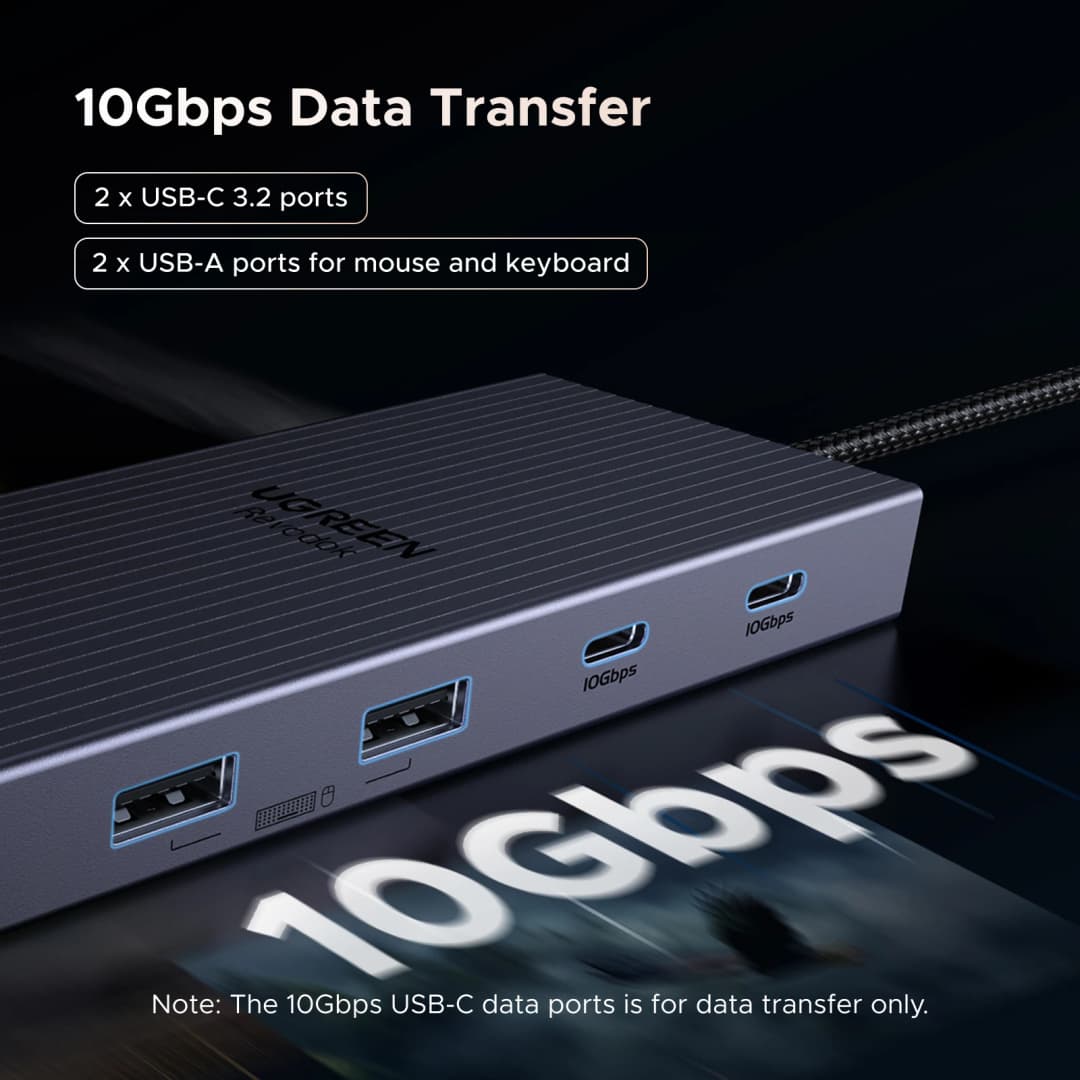يوجرين 12-في-1 هاب يو اس بي تايب-سي إلى 2HDMI 4K120Hz DP USB3.2 10Gbps SD/TF RJ45 PD100W لماك بوك ديل اتش بي ملحقات لابتوب دوكينغ - 5