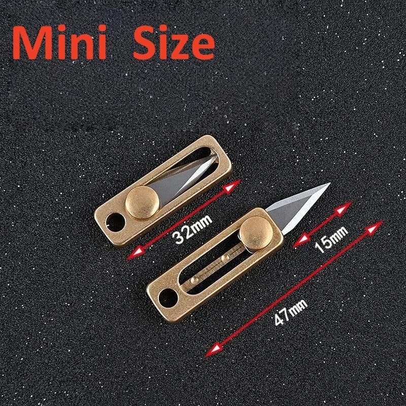 Mini Brass Push Knife Keychain Portable Edc Keychain Pendant Unpacking Express Opener Outdoor Camping Tool Mini Knife Key Ring - 4