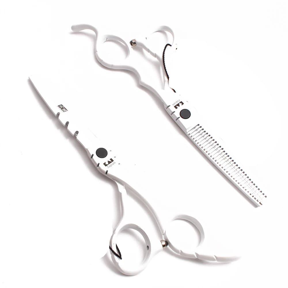 مقص شعر احترافي مستقيم من الفولاذ المقاوم للصدأ، مقص حلاقة حاد، لتخفيف وتنعيم الشعر في الصالون 1010 - 4