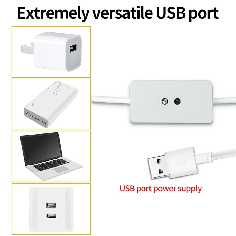 إضاءة ليد تحت الخزانة 1-10 متر، شريط ليد USB 5V مع مفتاح استشعار حركة اليد، إضاءة خلفية للمطبخ والسلالم والخزانة والسرير - 3