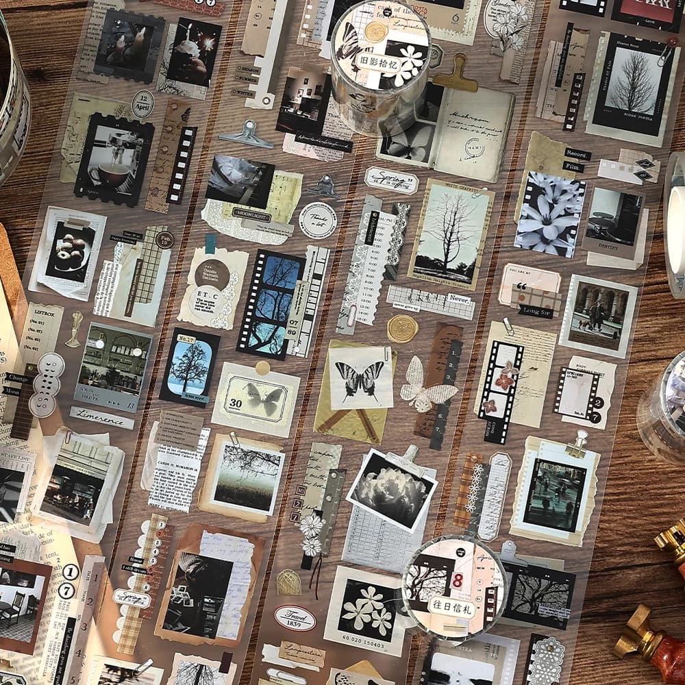 أشرطة لاصقة من البولي إيثيلين تيريفثالات بطول 2 متر وعرض 60 ملم بتصميم مجموعة شعر الأفلام الكلاسيكية لزخرفة الدفاتر والمواد المكتبية وتجميع القصاصات يدويًا