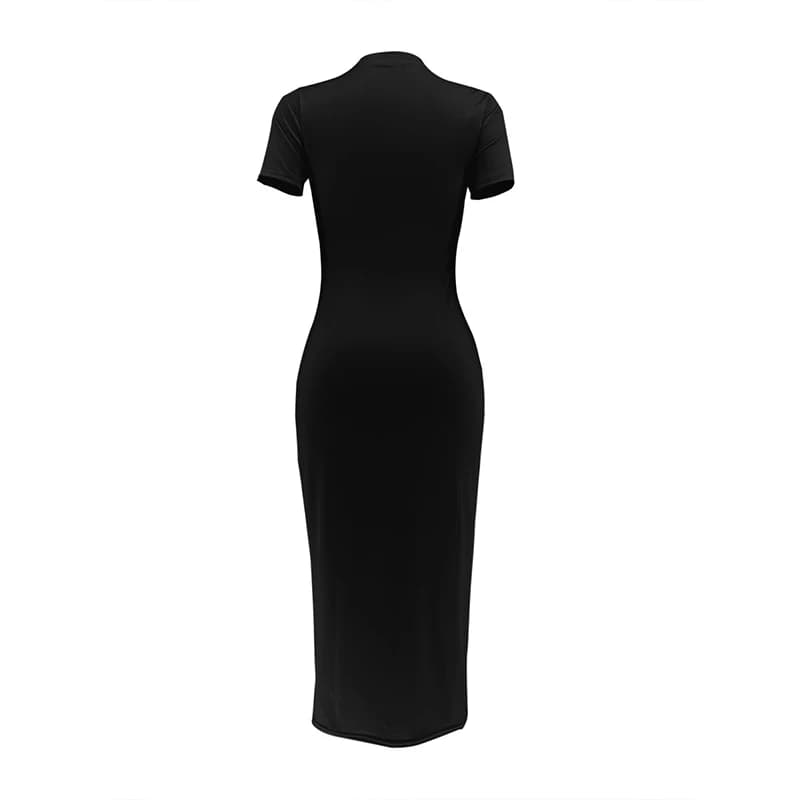 Women's Sexy Long Tshirt  Short Sleeved Summer Plus Size Black  Dress  Black Print  Tshirts dress Fashion White T-shirt Cas - 6