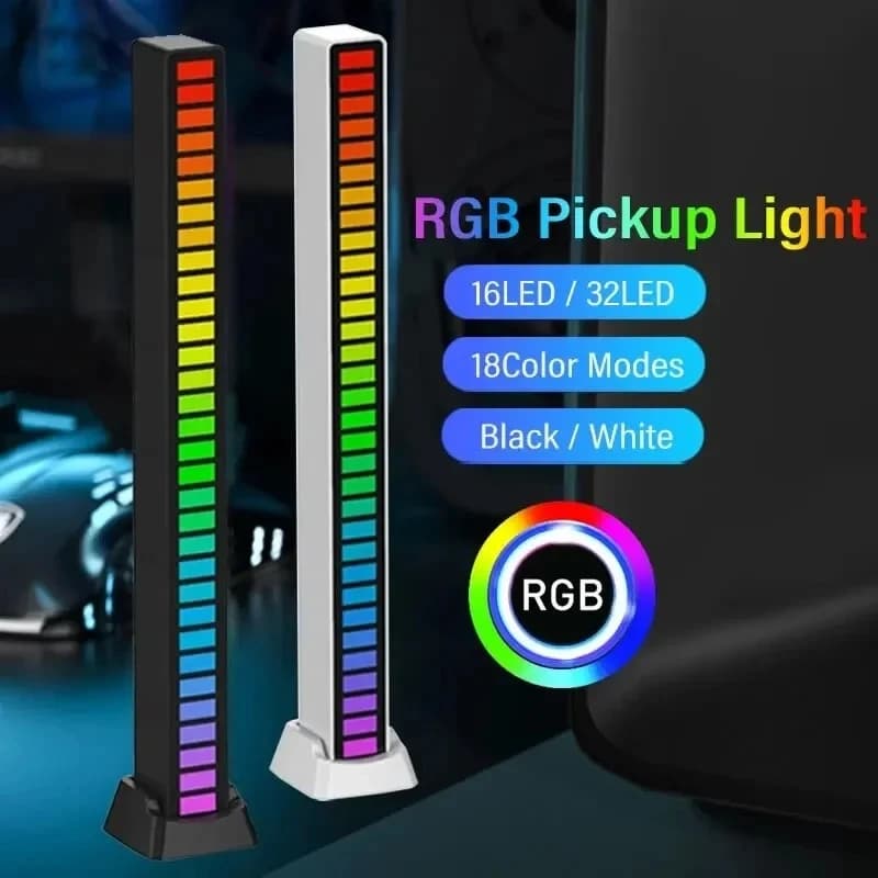 شريط إضاءة LED RGB تحكم في الصوت الموسيقي التقاط إيقاع مصباح محيطي إضاءة ليلية للأجواء لبار سيارة غرفة تلفزيون ديكور ألعاب