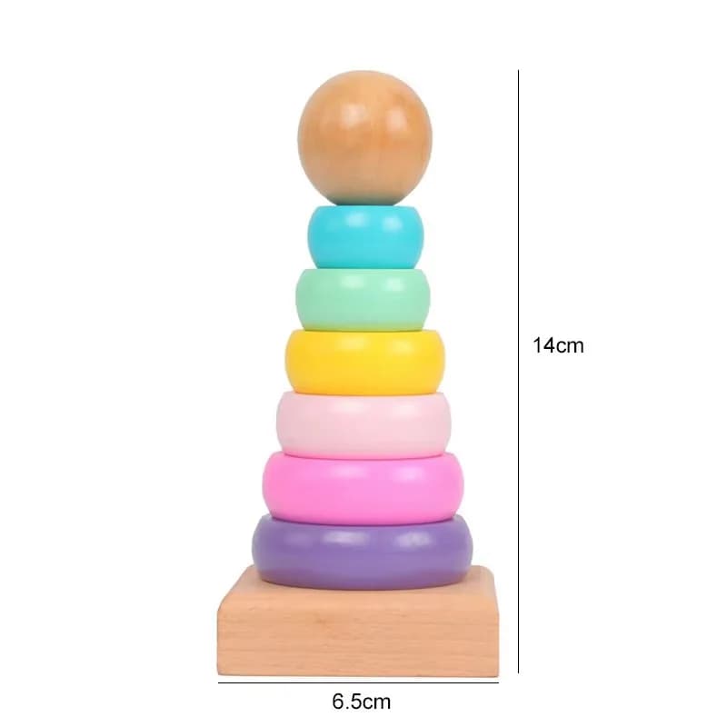 Wooden Macaroon Tower Children Puzzle Toys Montessori Educational Supplies Size Color Recognition Birthday Gifts for Kids TMZ - 2