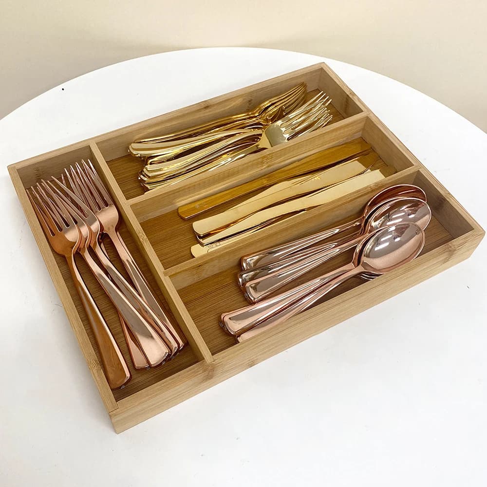 Bamboo Cutlery Divide Storage Trays Rack Neat Elegant Kitchen Drawer Organizer Home Accessories - 4