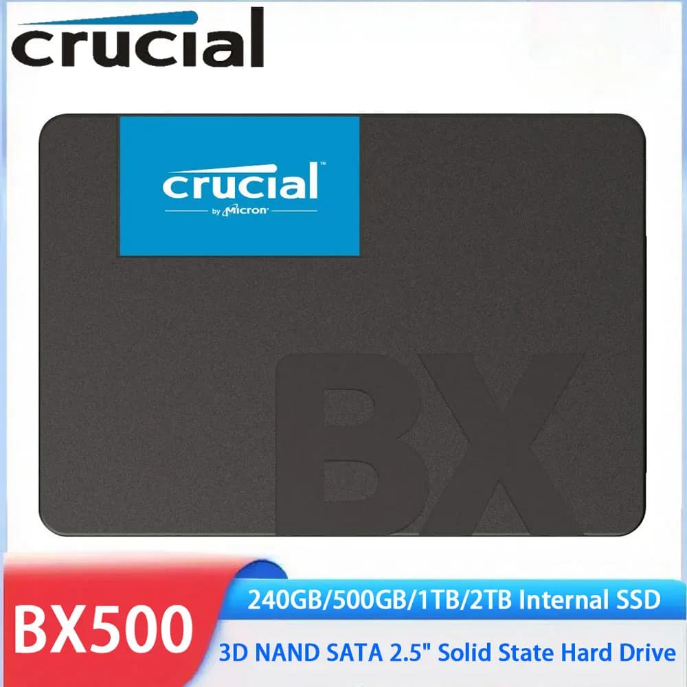 محرك أقراص صلبة داخلي BX500 من Crucial، SATA، SSD، 240GB، 500GB، 1TB، 2TB، 2.5 بوصة، 3D NAND، للكمبيوتر المحمول وسطح المكتب (PC)