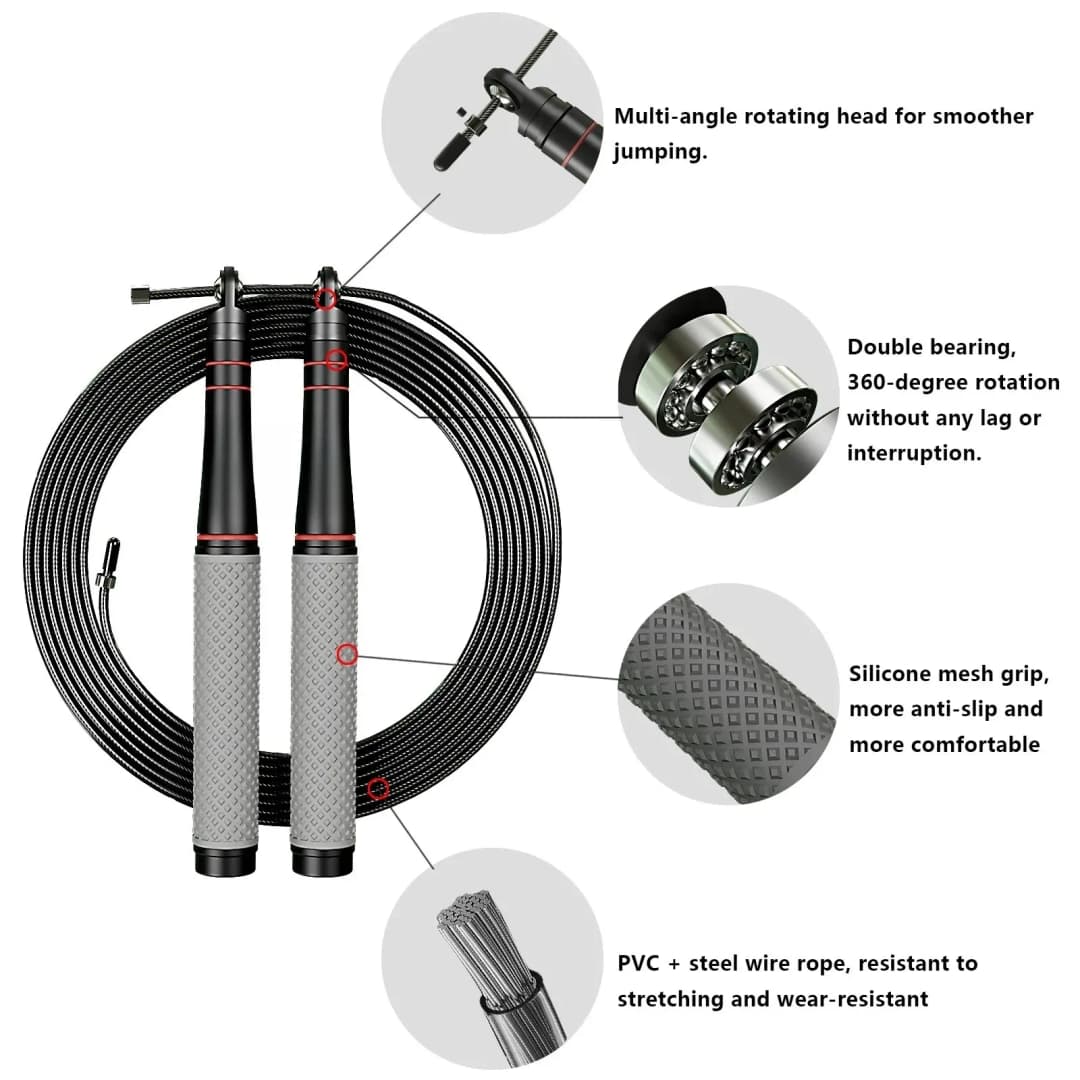 Speed jump rope, heavy-duty adjustable rope, lightweight design, smooth ball bearing rotation, suitable for CrossFit training - 5
