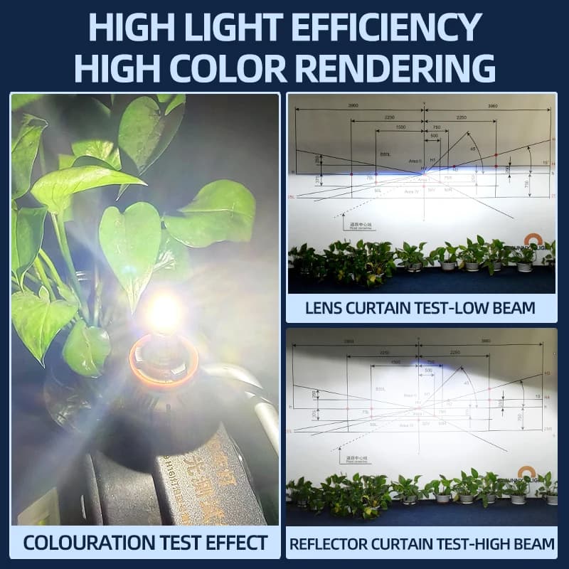 مصابيح أمامية LED بستة جوانب، 360 درجة، 150000 لومن، H1 H7 H8 H11 9005 9006 9012 CSP 72Chips*2، إضاءة 6000K، مصابيح أمامية للسيارة - 3