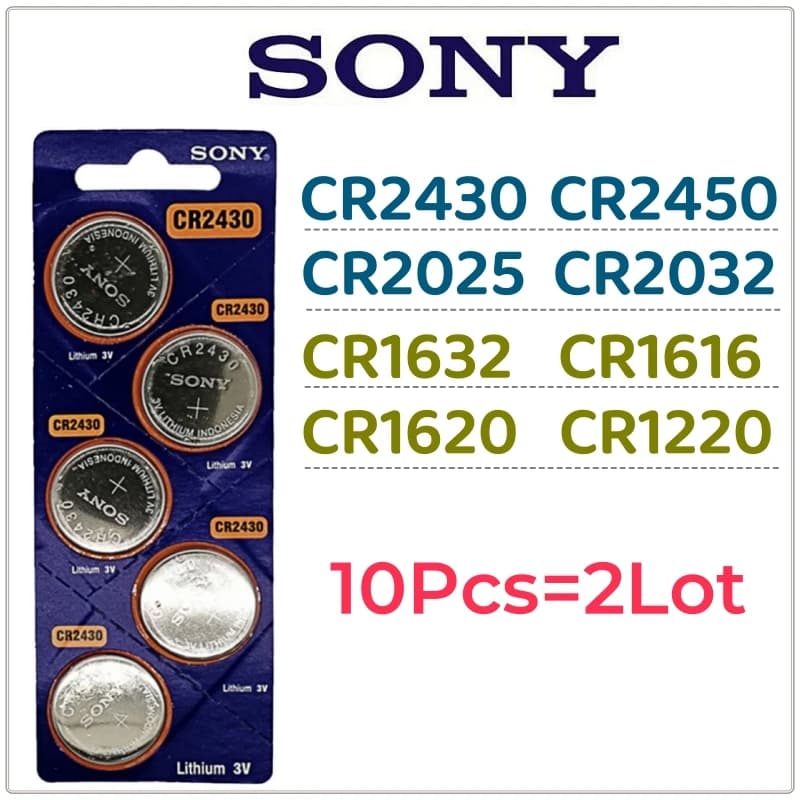 10 قطع بطارية Sony أصلية CR2450 CR2430 CR2032 CR2025 CR1632 CR1616 CR1620 CR1220 الليثيوم